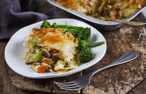 Leftover turkey pie