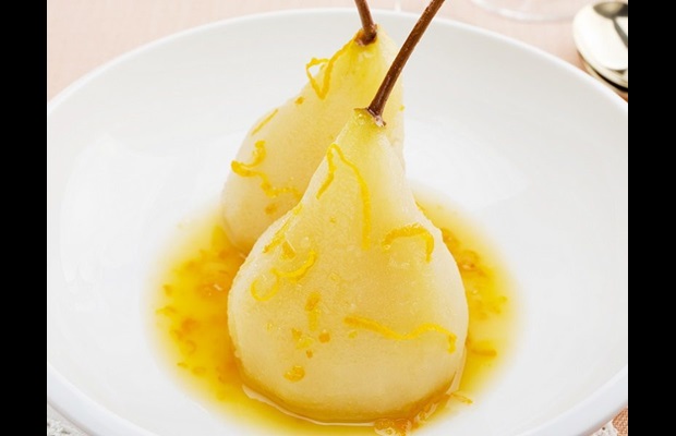 Two poached pears