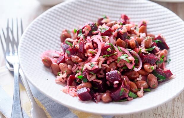 Rice salad with shallot dressing