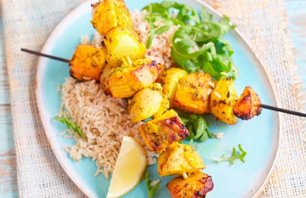Tandoori salmon kebabs