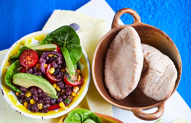 Toasted corn and black bean salad