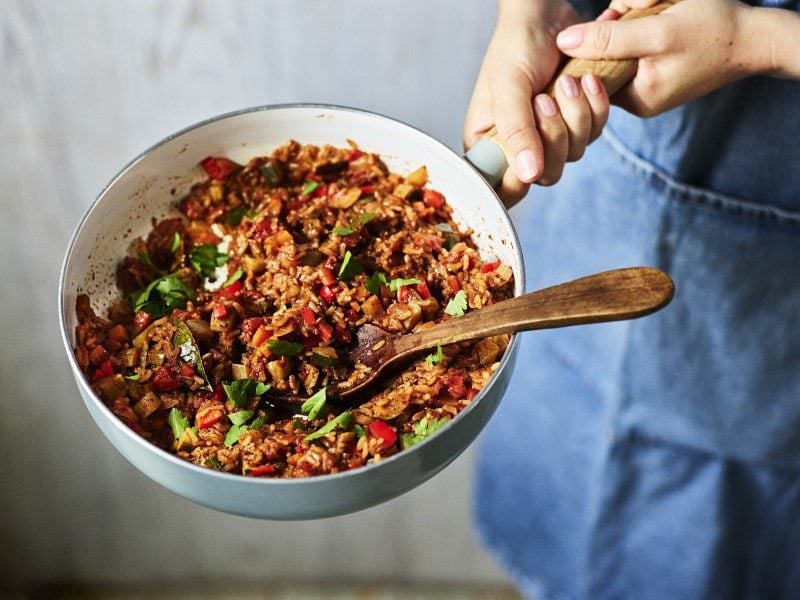 Vegan jambalaya - rice pot