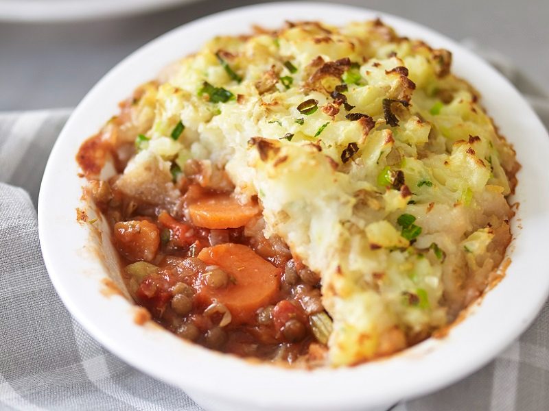 Vegetarian shepherds pie with champ topping