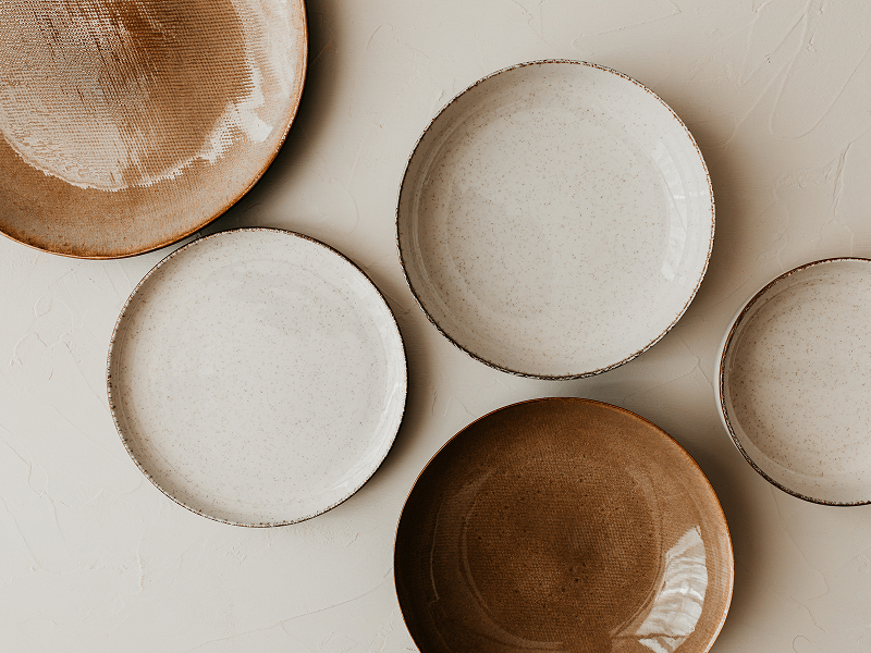 Stoneware plates on a table