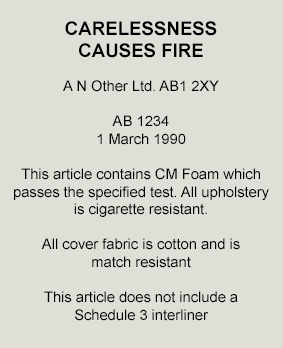 Fire resistant labels on mattresses