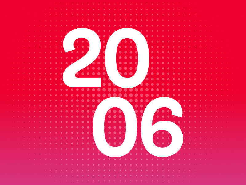 2006 in white text on a red gradient background