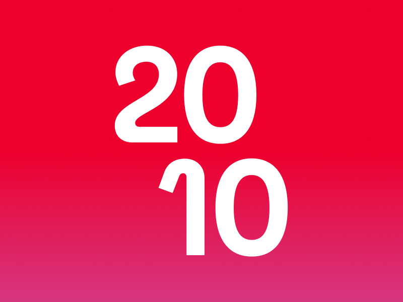 2010 in white font on red gradient background