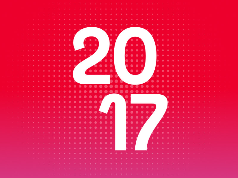 2017 in white font on red gradient background