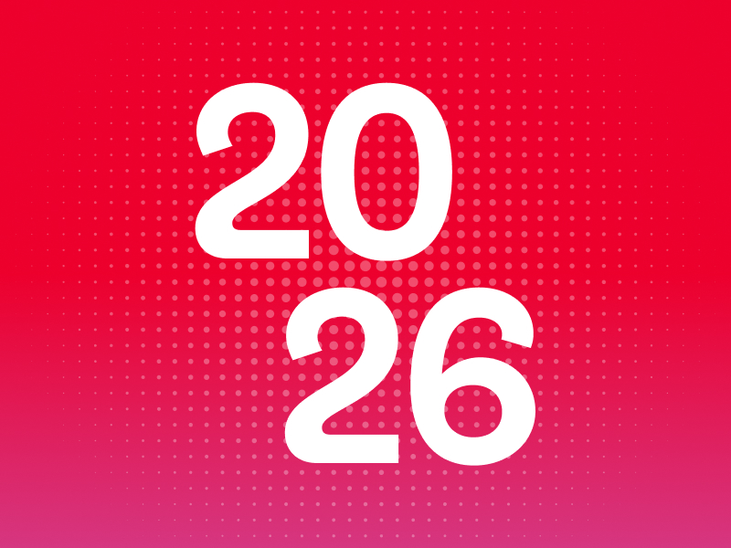 2026 in white text on a red gradient background