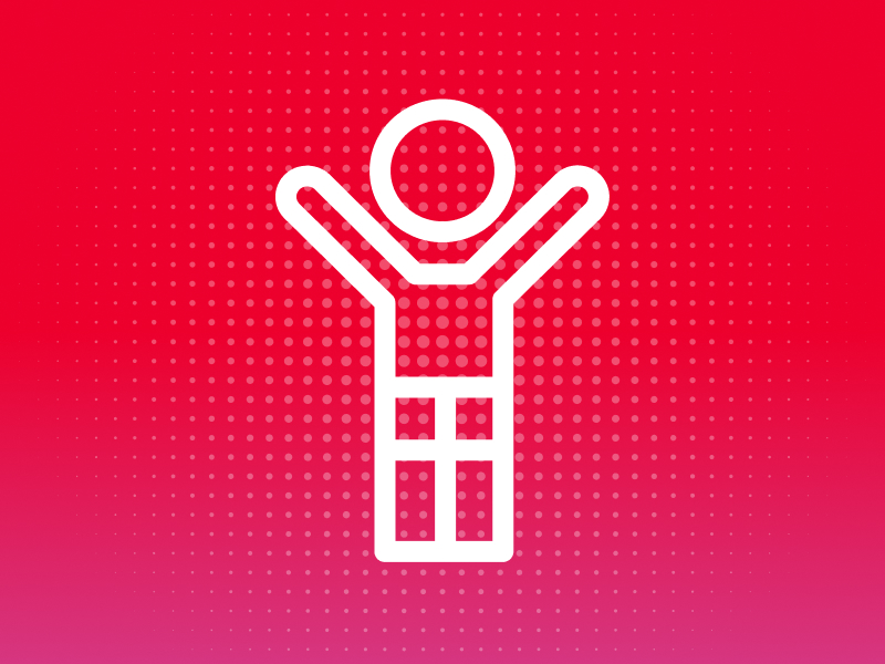 Child icon with hands up in the air