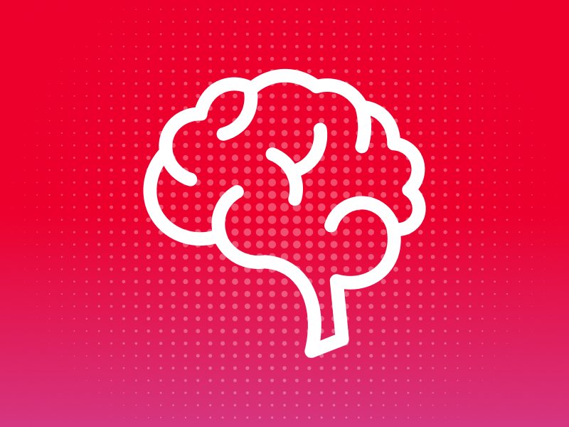 Brain icon on red gradient background