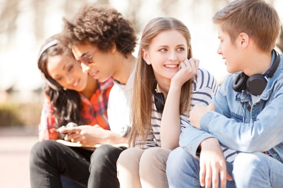 Young people sitting together