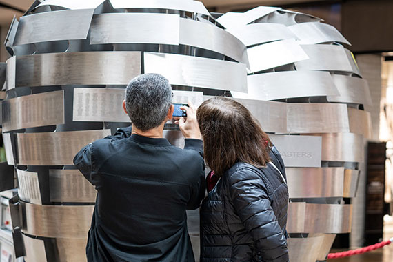couple looking at the heart of steel