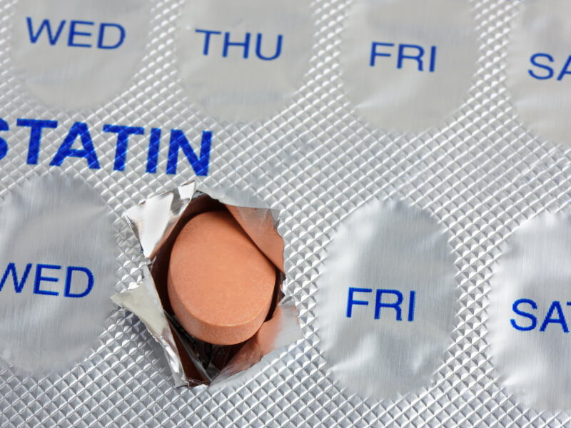 the back of a statin pill packet