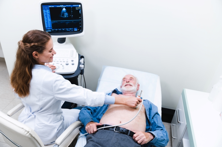doctor performing scan