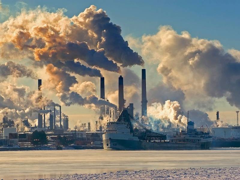 A factory pumping out smoke