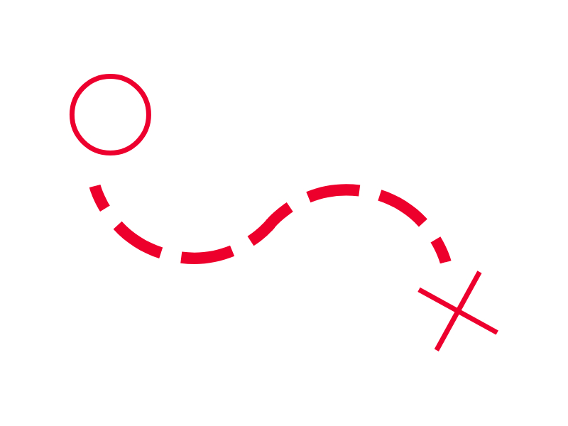 X icon with a dotted line 