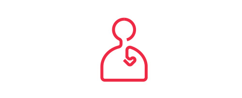 Illustrated outline of a person with a heart outlined