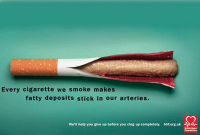 Our cigarette as an artery advert