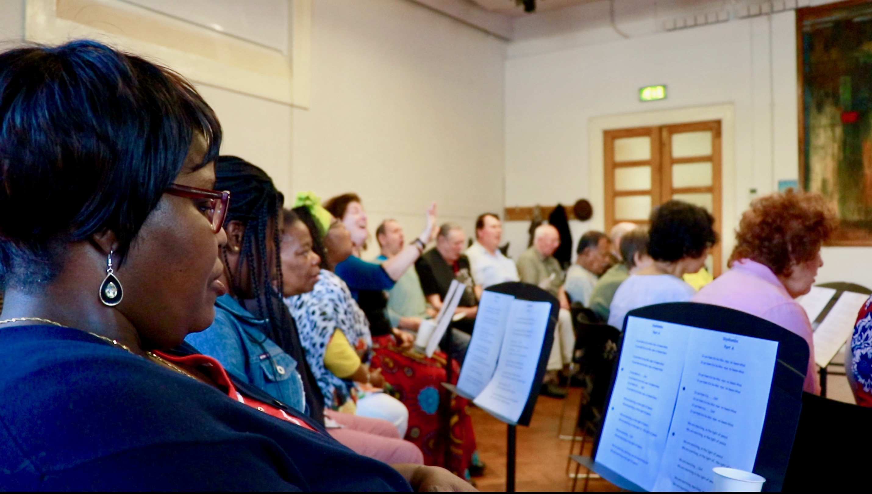 Pauline Boye, who suffered a stroke in her sleep, takes part in a London Stroke Choir rehearsal.