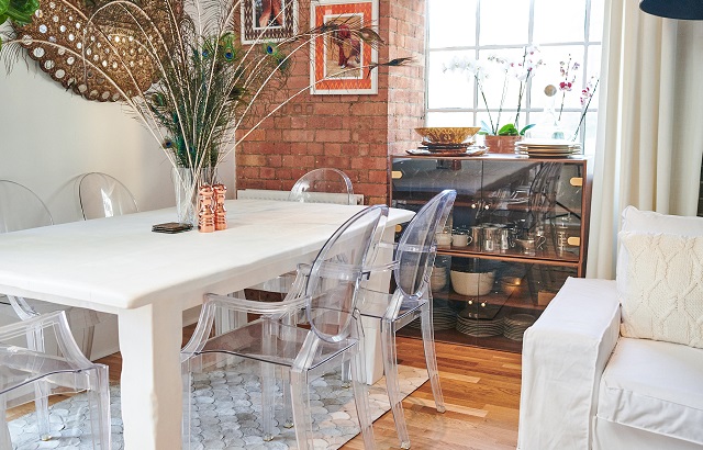 June's BHF upcycled dining room table and cabinet 