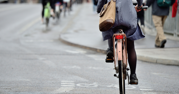 Cyclist commuting to work 