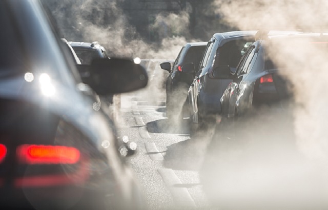 Traffic jam contributing to air pollution