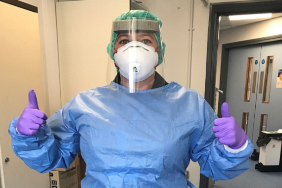 BHF nurse Victoria Meynell wearing protective personal equipment during her time on the hospital ward.