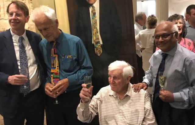 Professor Sleight at a colleague's retirement