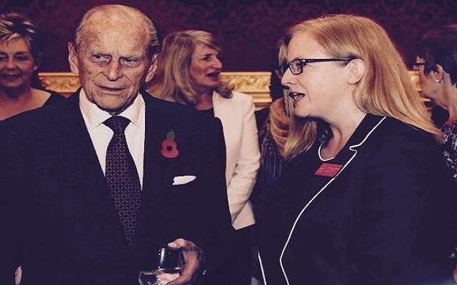 HRH Prince Philip, The Duke of Edinburgh with our Chief Executive, Dr Charmaine Griffiths
