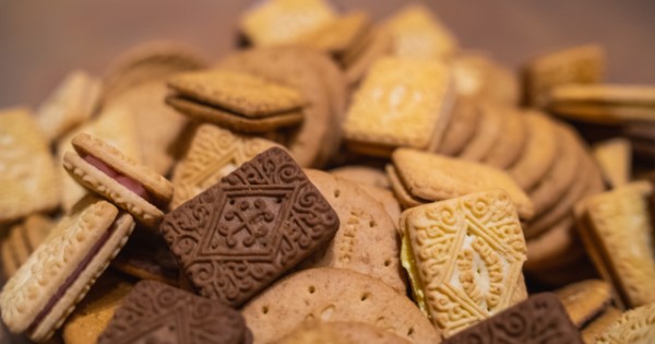 A selection of biscuits piled high