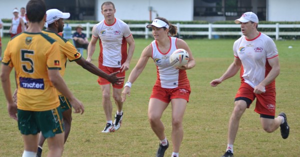 England playing Australia in the touch rugby world cup