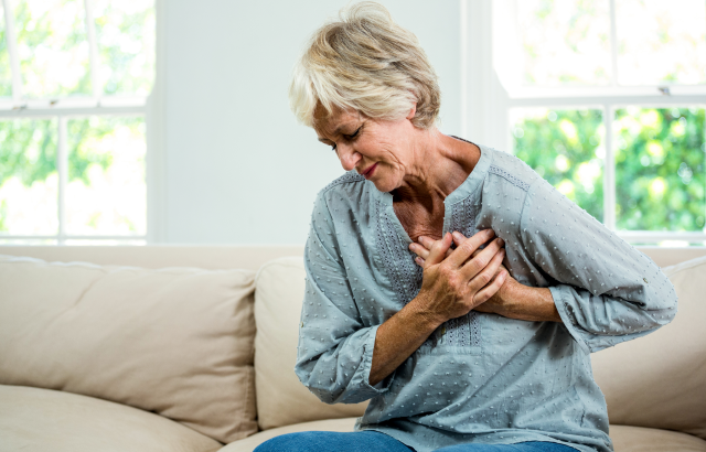 Woman with chest pain
