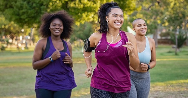 Three women running