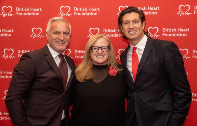 David Ginola, BHF Chief Executive Dr Charmaine Griffiths and Vernon Kay are pictured at the Heart Hero Awards 2022