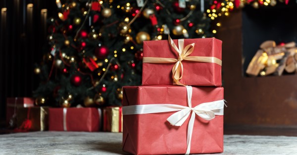 Presents by the Christmas tree