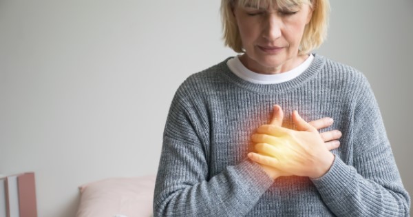 Woman with chest pain