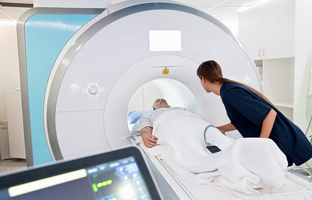 A patient in MRI scanner