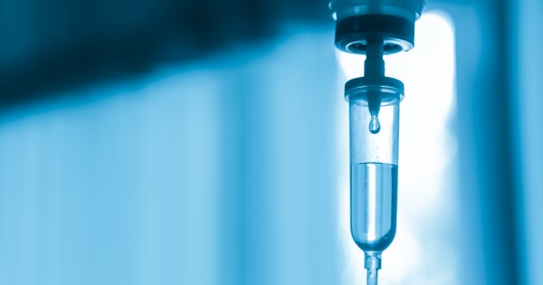 Photograph showing part of an intravenous drip