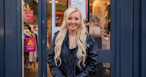 Kimberly Hart-Simpson outside BHF charity shop