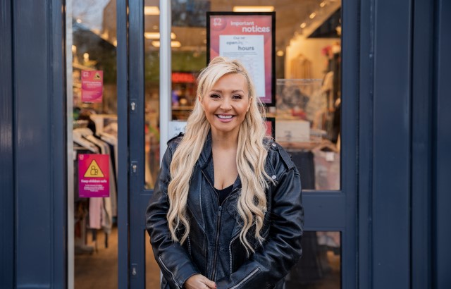 Kimberly Hart-Simpson stood outside BHF shop