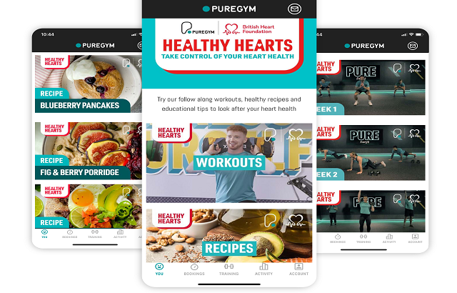 PureGym app screen shot of healthy hearts programme