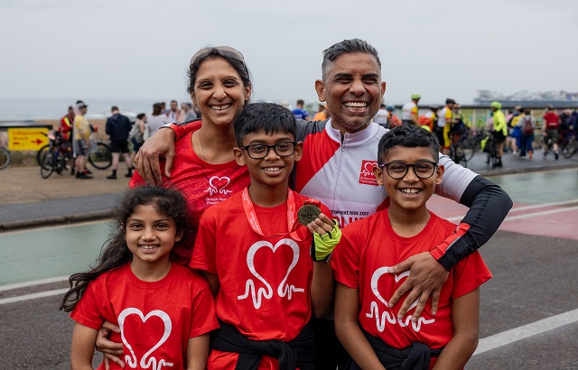 family all wearing L2B tops