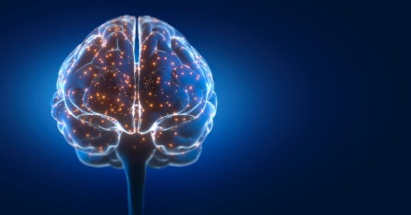 A futuristic image of a brain lit up