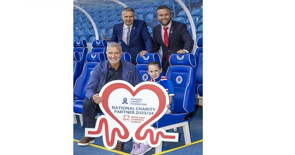 Rangers Charity Foundation Chief Executive Connal Cochrane, Head of BHF Scotland David McColgan, Graeme Souness and Rangers fan Scarlett Murray who was born with a congenital heart condition