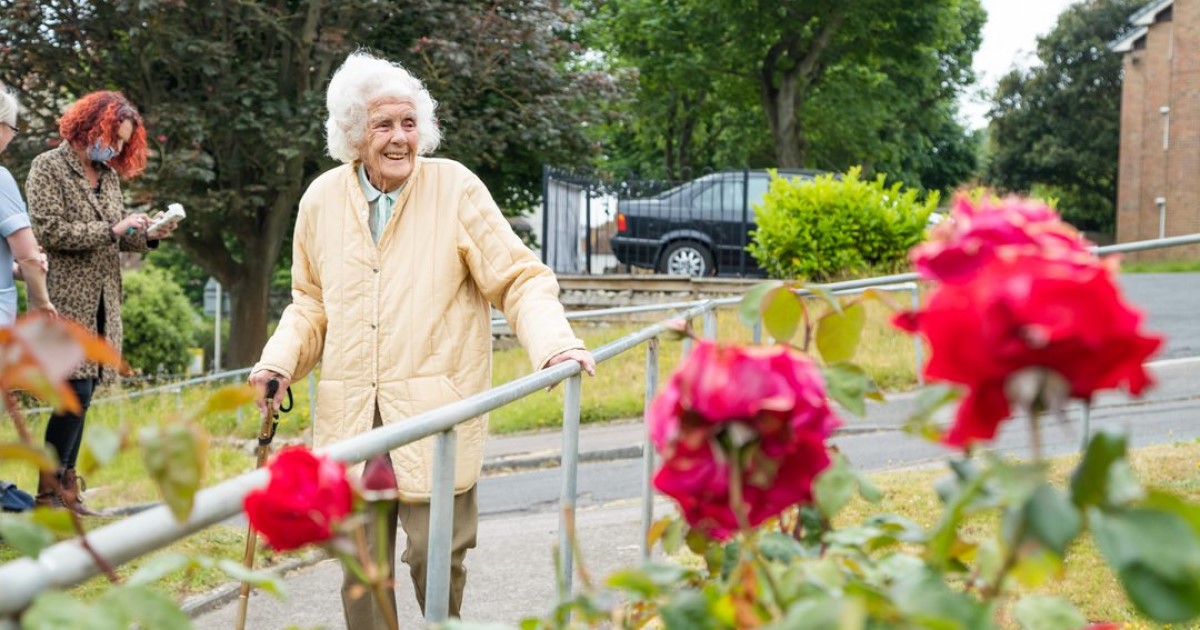 Woman walking down a hill