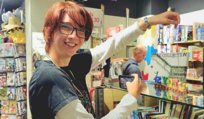 17 year old volunteer Anastacia in her local BHF shop.