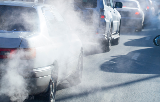 Car pumping out air pollution