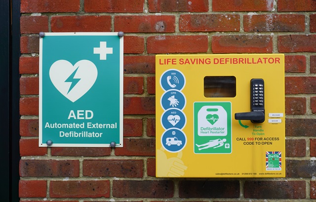 Defib on a wall