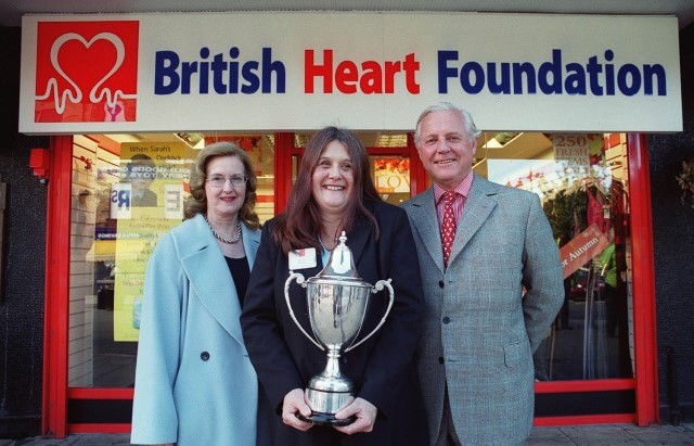 Major General Leslie Busk, pictured during a prize-giving at a BHF shop 